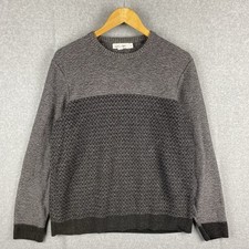 Calvin Klein Sweater Mens M Grey Pullover Knit Jumper Crewneck Cotton Blend