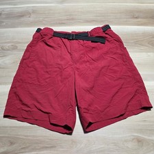 LL Bean Swimming Shorts Mens Large Red Nylon Belted Mesh Lined OJAJ7 Cargo Trail