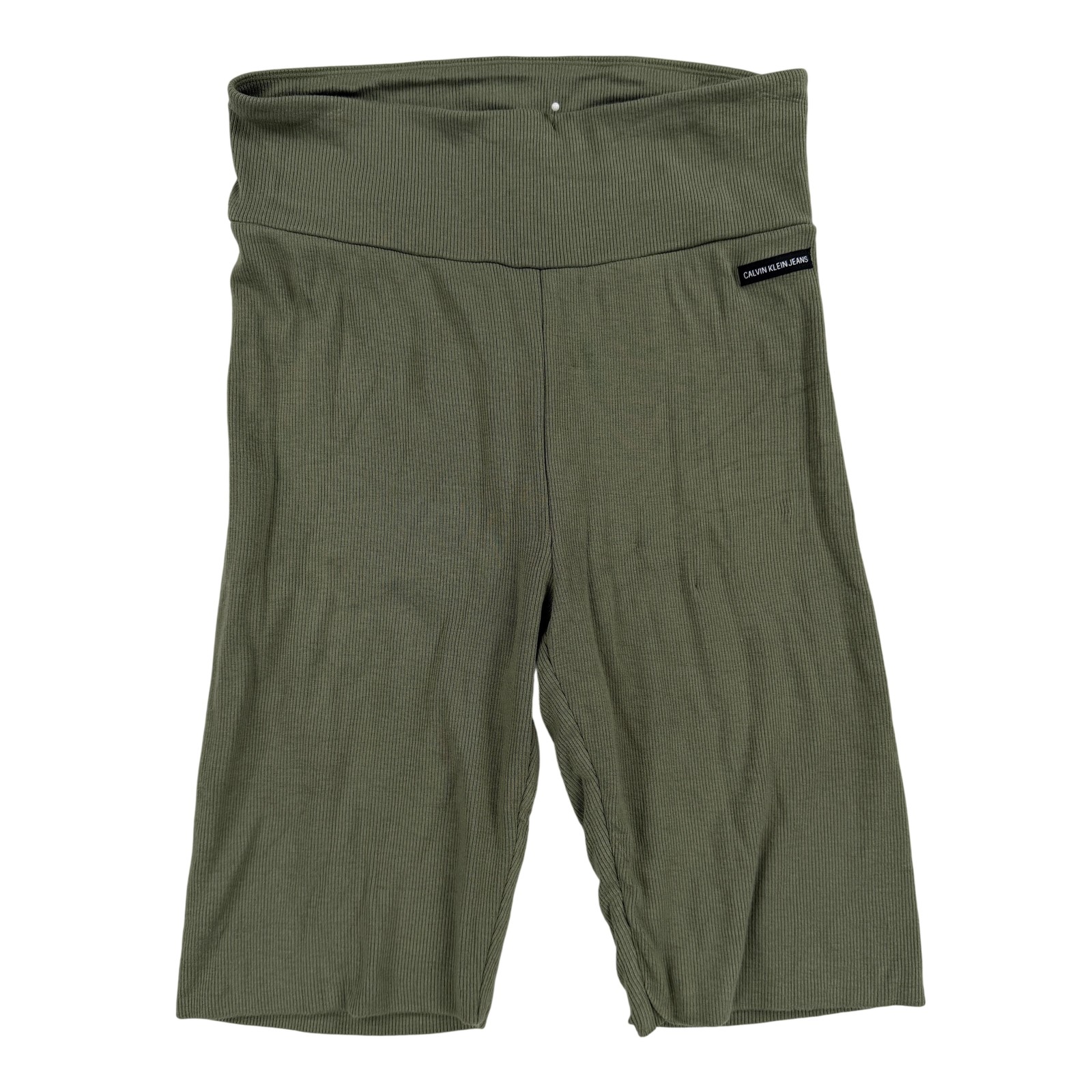 Shorts Womens Small Green Ribbed Knit Biker High Rise Stretc
