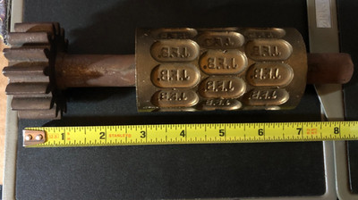 Vintage Brass J.B.L. Cough Drop Candy Lozenge Embosser Roller Ludens? Reading PA