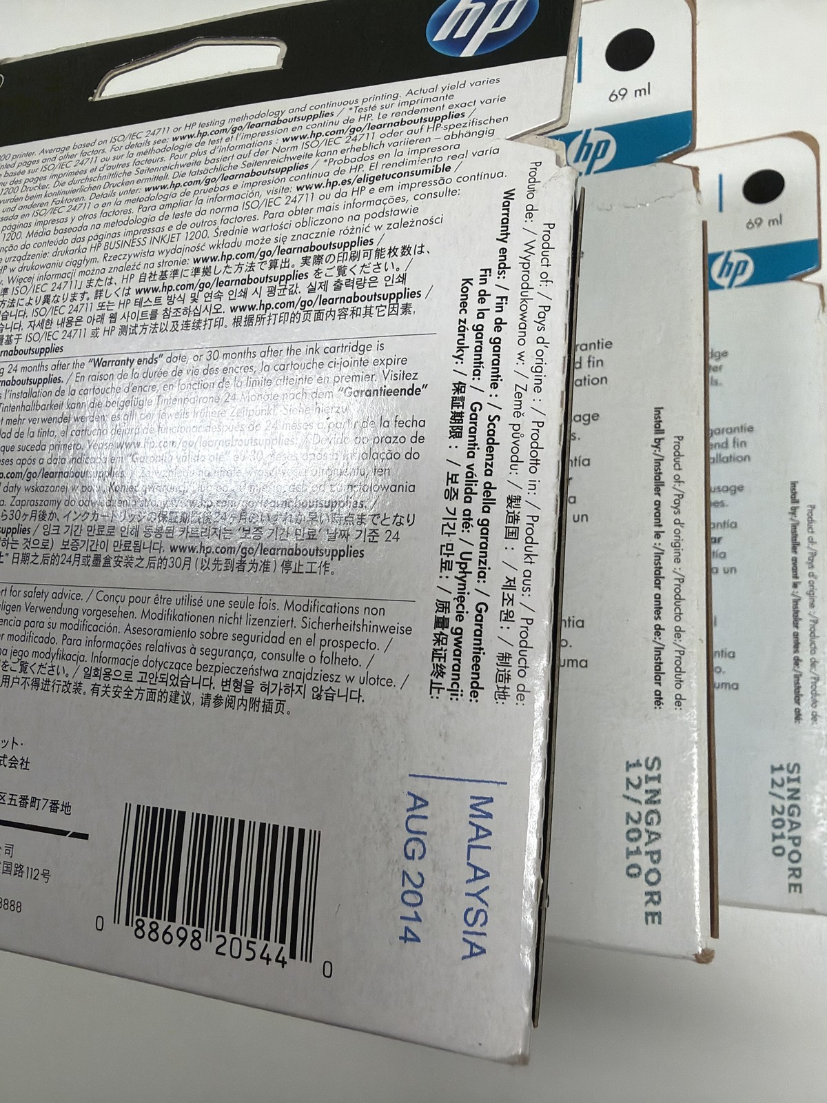 Lot of 3 HP 10 Black Ink Cartridge C4844A 69ml for Business Inkjet EXPIRED