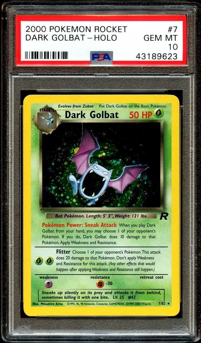 PSA 10 GEM MINT Dark Golbat 7/82 HOLO RARE Team Rocket Pokemon