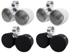 2 Rockville DMAC80S Dual 8" Silver Aluminum Wakeboard Tower Speaker Pods Covers