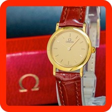 BOXED N-MINT OMEGA De Ville Cal.1459 Gold Round 795.0897 Quartz Women Watch