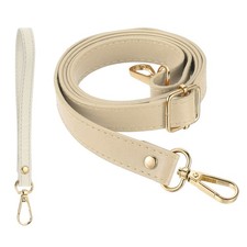 28-52 Inch Adjustable Leather Purse Strap with Wristlet, Apricot/Gold