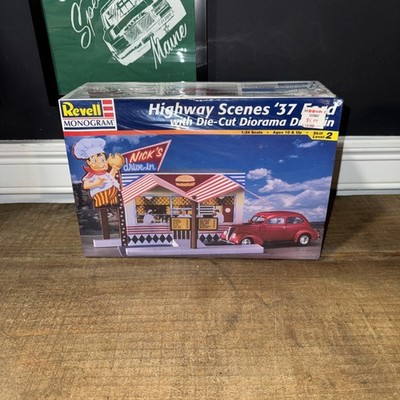 Revell Monogram Highway Scenes 1937 Ford w/Die Cut Diorama Drive In Model Kit