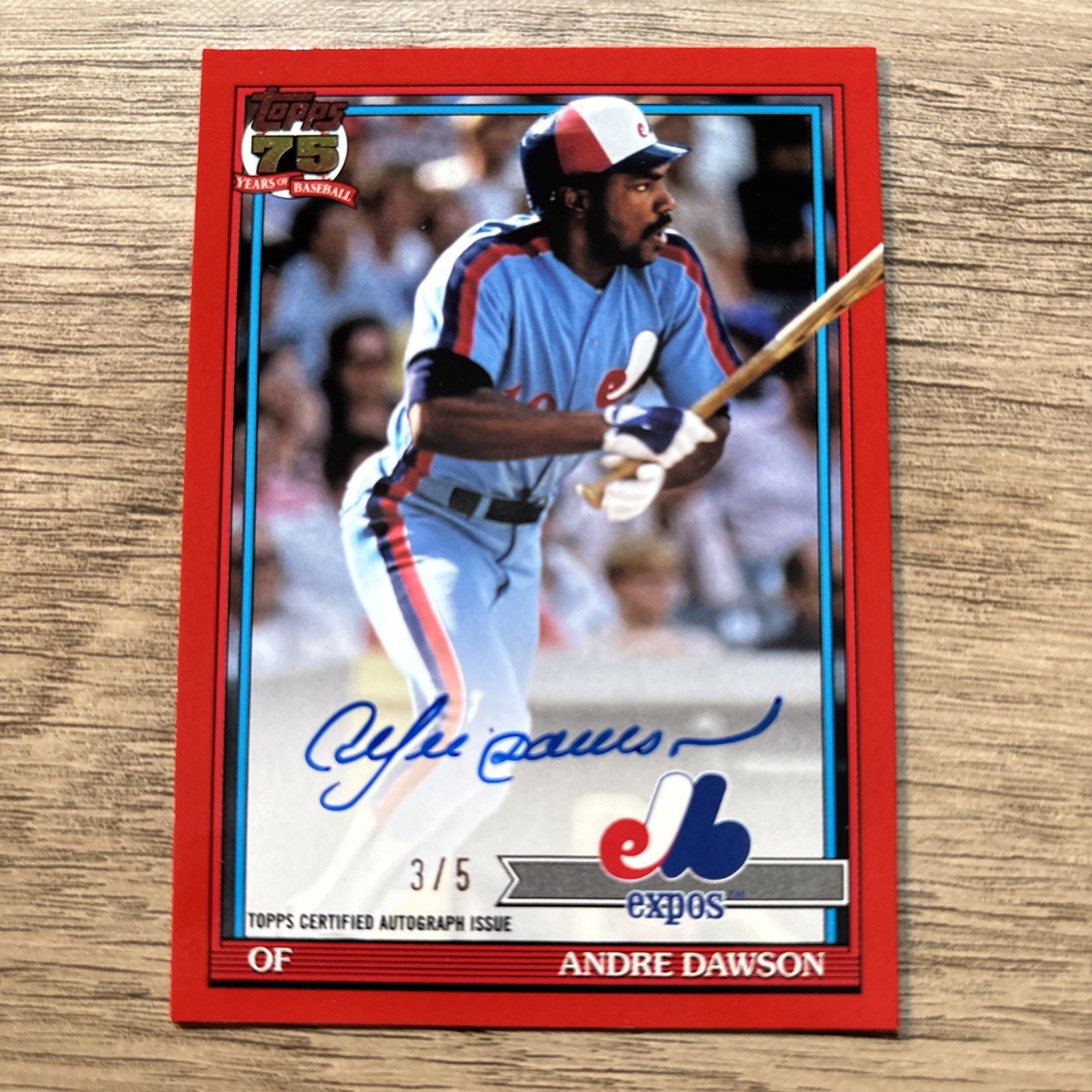 2026 Topps Update Series Andre Dawson 1991 Auto Red 3/5
