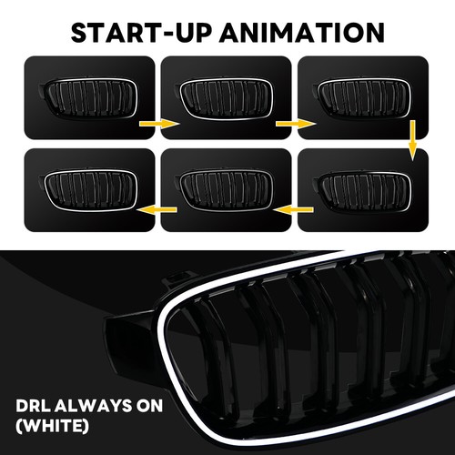 Glossy Black Front Grille LED Light Lamp Pair For BMW 3 Series F30 F31 2013~2018 - Picture 4 of 15