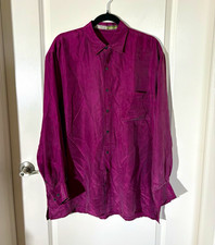 Silk Trail by Robert Stock 100 Silk Burgundy Button Down Shirt Men  s L