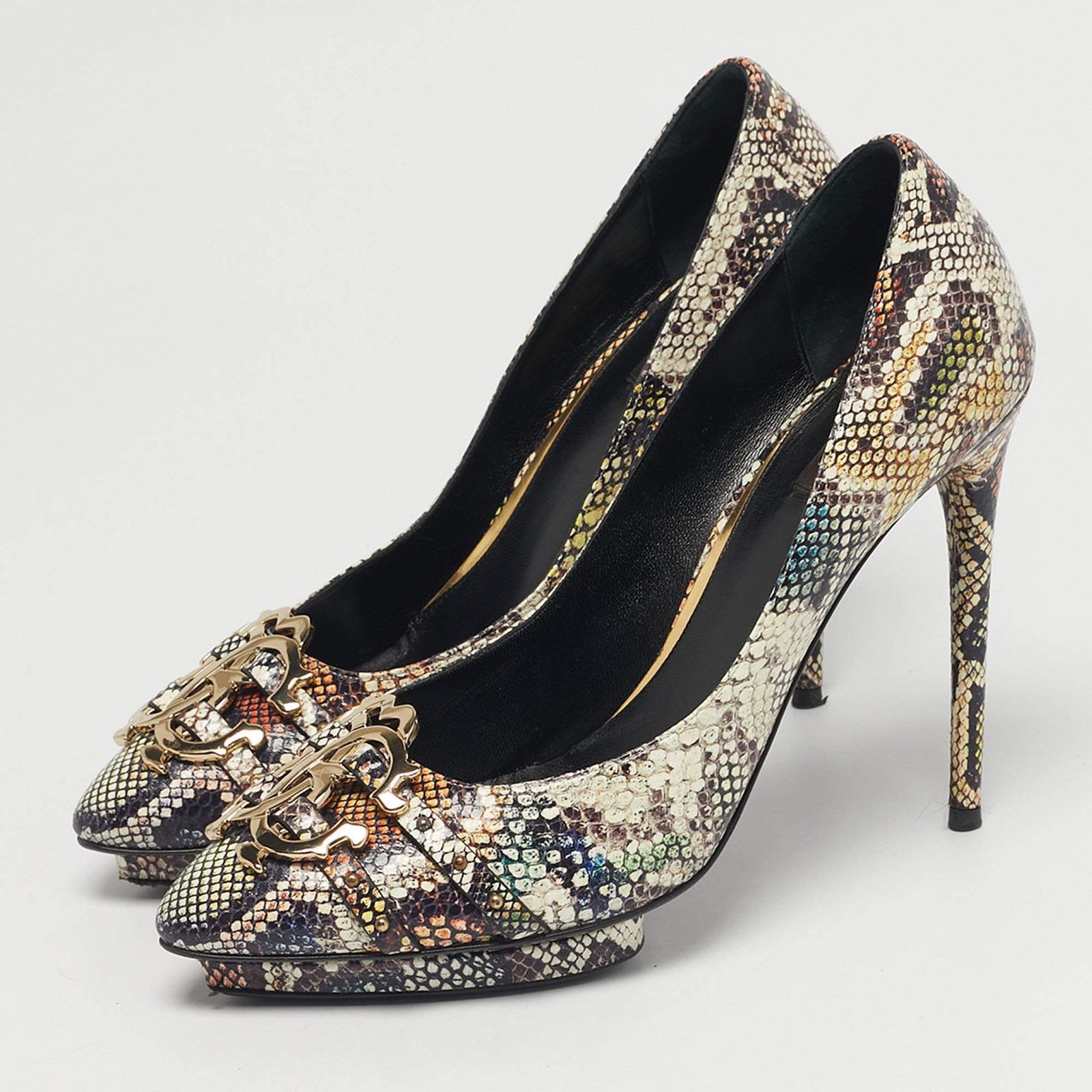 Roberto Cavalli Size 41 Multicolor Python Embosse… - image 2