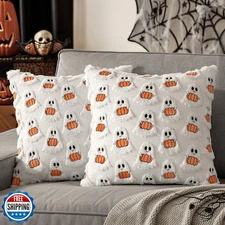MIULEE Halloween Pillow Covers Decorative Fall Cute Ghost Plush Faux Fur Pill