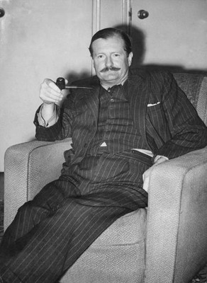 Oliver Baldwin at his flat in Chelsea London 1949. OLD PHOTO