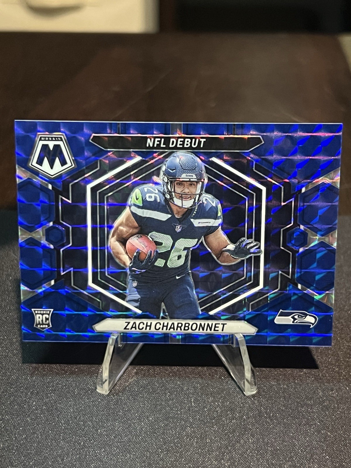 2023 Panini Mosaic Zach Charbonnet Rookie NFL Debut Blue 39/ 99 Color Match