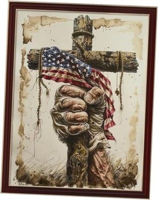 Leczany Cross 11CT Stamped kits, Holding the cross in hand 15.8x20.9 inches