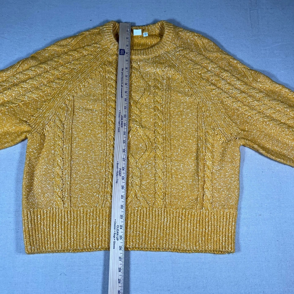 Suéter de punto Gap Cable amarillo grueso pescador algodón acogedor para mujer 2XL Foto 4 de 4