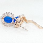 3.80ctw Blue Opal & White Sapphire Baguette 14K Rose Gold 925 Silver Earrings — photo 4