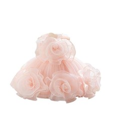 Girl Flower Dress Flower Design Princess Wedding Dress 6-9 Months B-light Pink