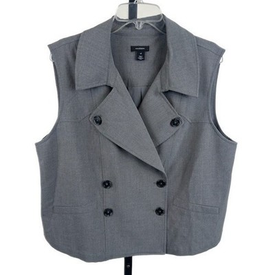 Halogen Vest Double Breasted Sleeveless Blazer Gray Women's Size XL Lined
