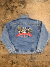 VINTAGE 90S WARNER BROS LOONEY TUNES THATS ALL FOLKS DENIM JEAN JACKET SIZE S