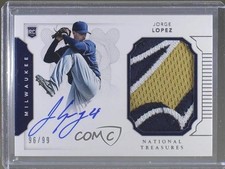 2016 National Treasures Rookie Materials Signatures 96/99 Jorge Lopez Auto n8q