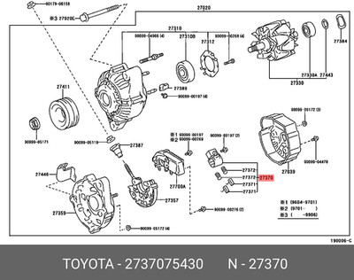 Original OE-Halterbaugruppe, Lichtmaschinenbürste, 2737075430 für TOYOTA 27370-75430