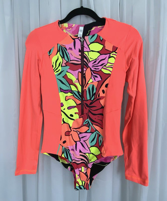 Maaji Size M Rainforest Triton One Piece Reversible Long Sleeve Swimsuit New