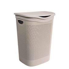 Cesto Porta Biancheria TORTORA con Coperchio in Plastica Effetto Rattan 4015F