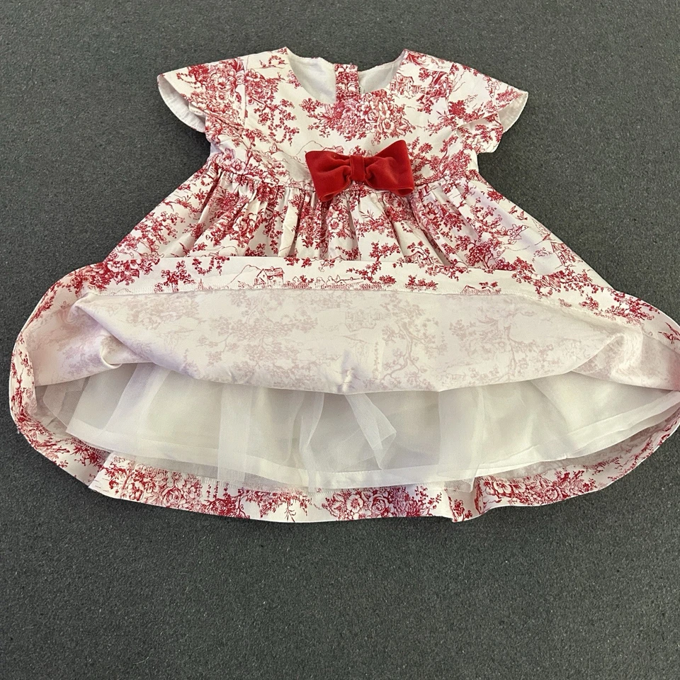 Vestido Janie and Jack Niñas Rojo Toile 12-18 Meses Enagua Navidad Vacaciones Foto 4 de 4
