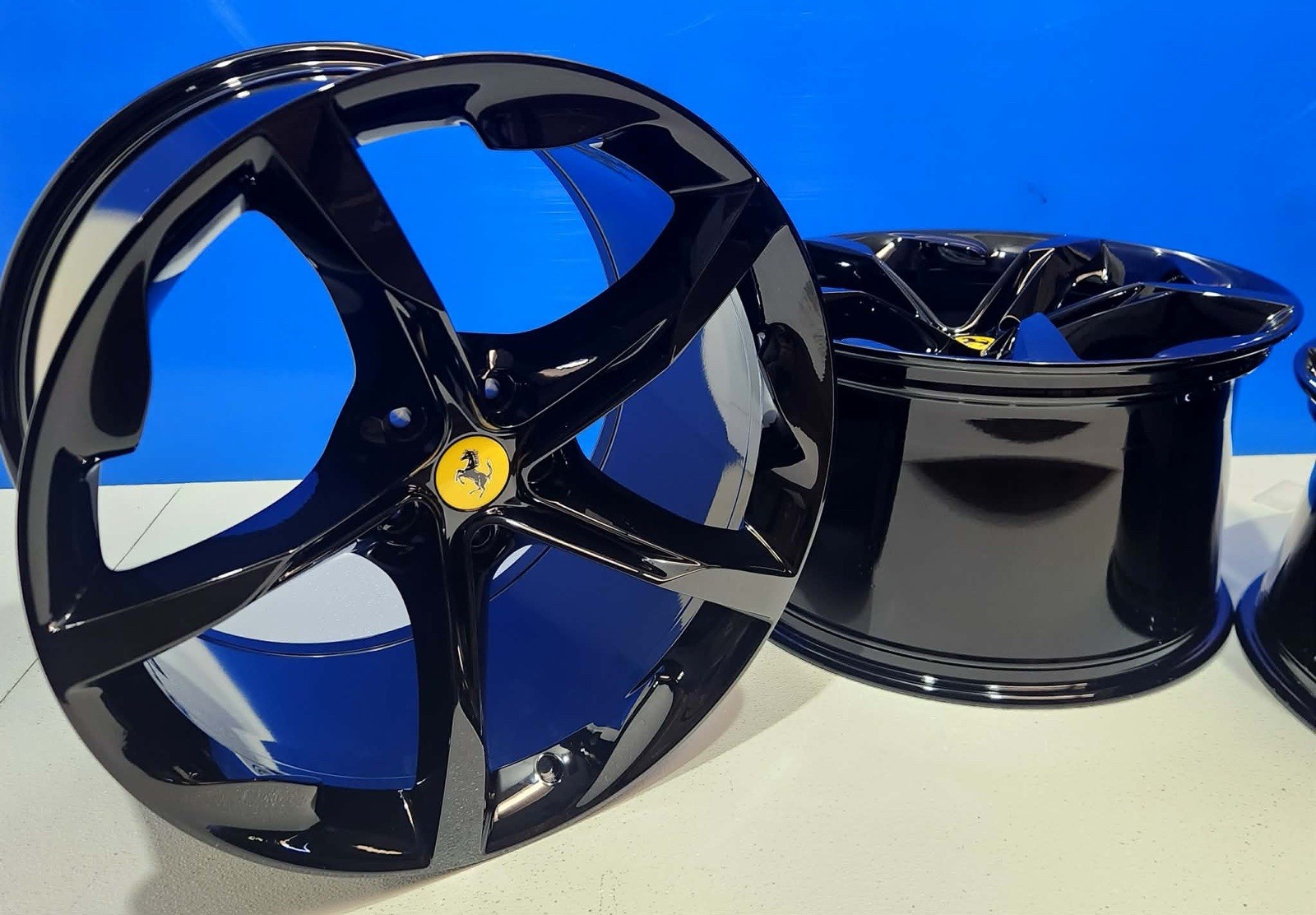 20" FERRARI SF90  Factory OEM Wheels Rims GENUINE GLOS BLACK FORGED STRADALE
