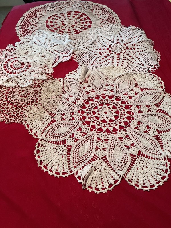 Mixed Lot of 6 Vintage Hand Crocheted Doilies