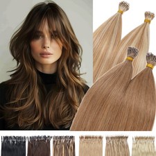 150G THICK 100 Remy Human Hair Extensions Nano Ring Tip Micro Loop Beads Tip US