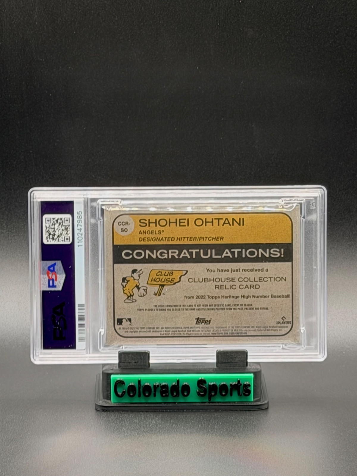 SHOHEI OHTANI 2022 Topps Heritage Clubhouse Game-Worn Patch Gold 36/99 PSA 9 view 2