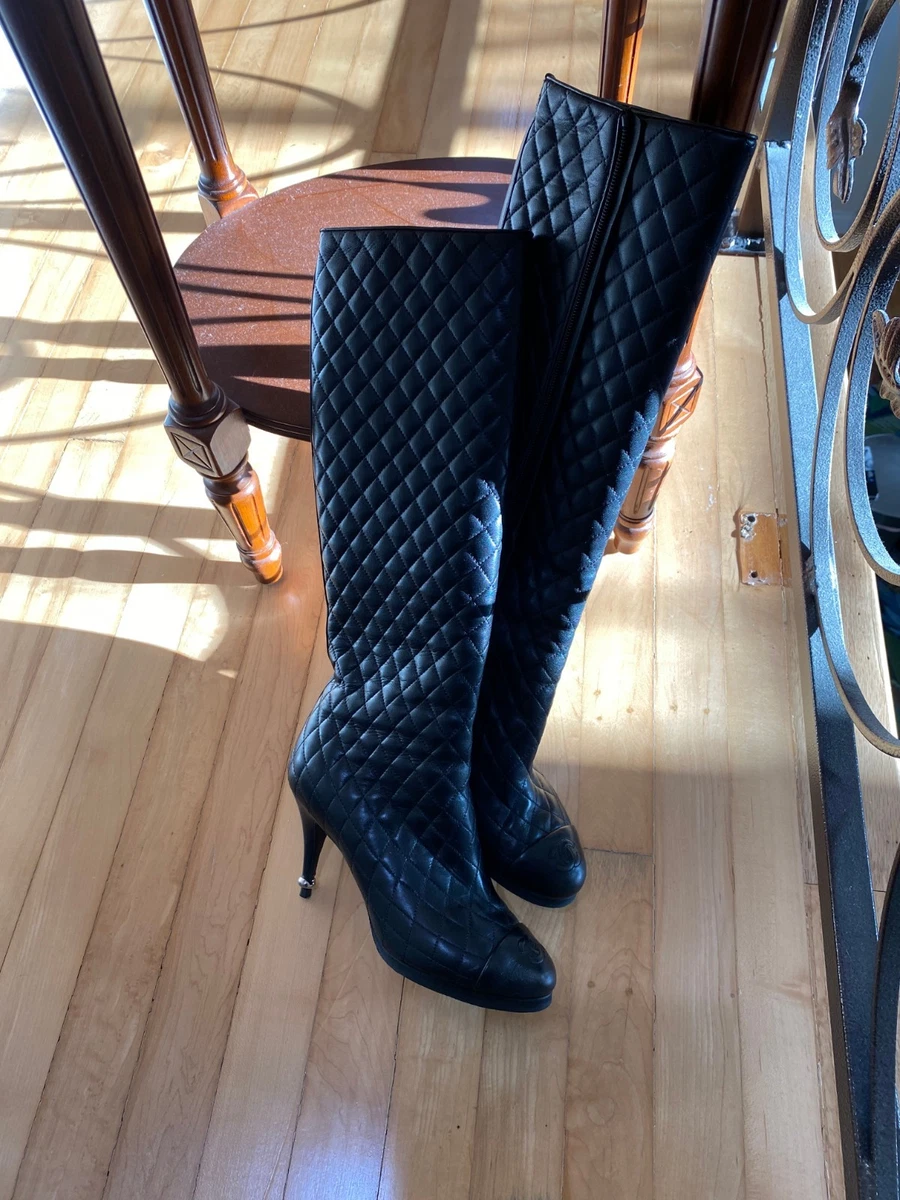 CHANEL High (3-3.9 in) Heel Height Knee High Boots for Women for