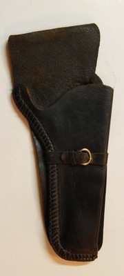 VINTAGE WESTERN COWBOY STYLE OPEN HOLSTER BELT RIGHTHAND BLACK LEATHER