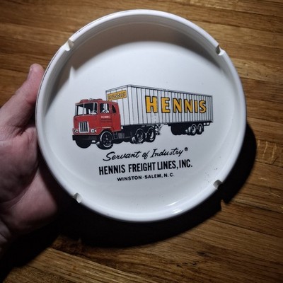 Rare Vintage HENNIS FREIGHT LINES WINSTON SALEM NC Ashtray CAVALIER carolina 