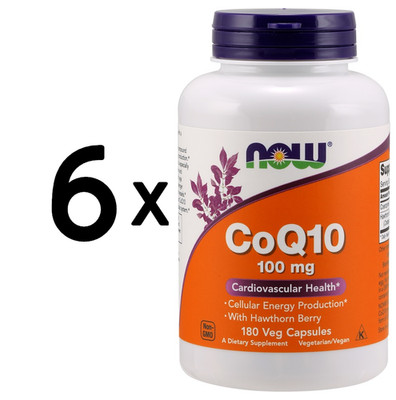 6 x NOW Foods CoQ10 with Hawthorn Berry, 100mg - 180 vcaps (259,25 EUR/kg)