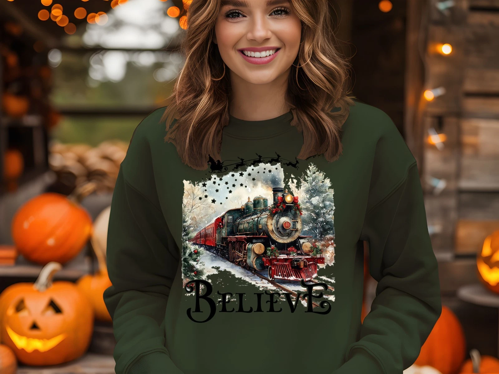 Christmas Train Sweatshirt Holiday Crewneck North Pole Express Gift