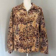 Chico s Additions Corduroy Damask Jacket, Full-Zip, Stretch Eclectic Size 3 XL
