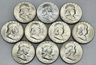 Lot of 10 1955-P Franklin Half Dollars BU Details