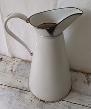 Gro&szlig;e Wasserkanne Emaille Alt Antik Brocante Frankreich