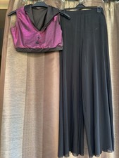 1st Position 2 Piece Dance Costume Small Adult Size, Mesh Trousers And Foil Top
