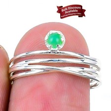 Chrysoprase Gemstone 925 Sterling Silver Anniversary Boho Statement Ring Size 8