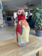 Vintage Steiff Lora Red Parrot Macaw Mohair Hand Puppet 1968-1977 W/all Tags