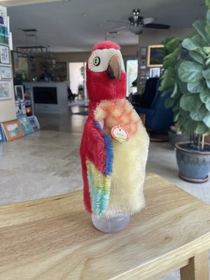 Vintage Steiff Lora Red Parrot Macaw Mohair Hand Puppet 1968-1977 W/all Tags