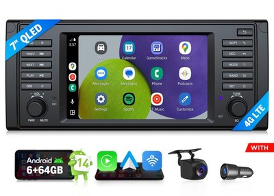 6+64G 7'' Android 14 GPS Car Radio CarPlay for BMW E39 528i 530i 1995-2003 4G LTE