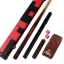 CUESOUL 57" Handmade Snooker Cue 18 oz with Cue Extension & Red and Black Case