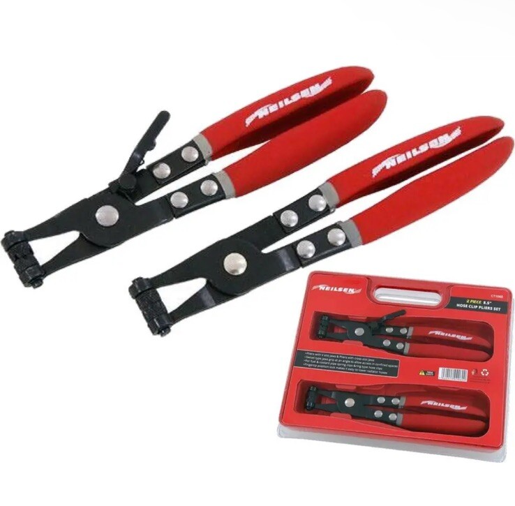 Neilsen 2pc Water Pipe Hose Clip Pliers Clamp Swivel Drive Jaw Locking Removal