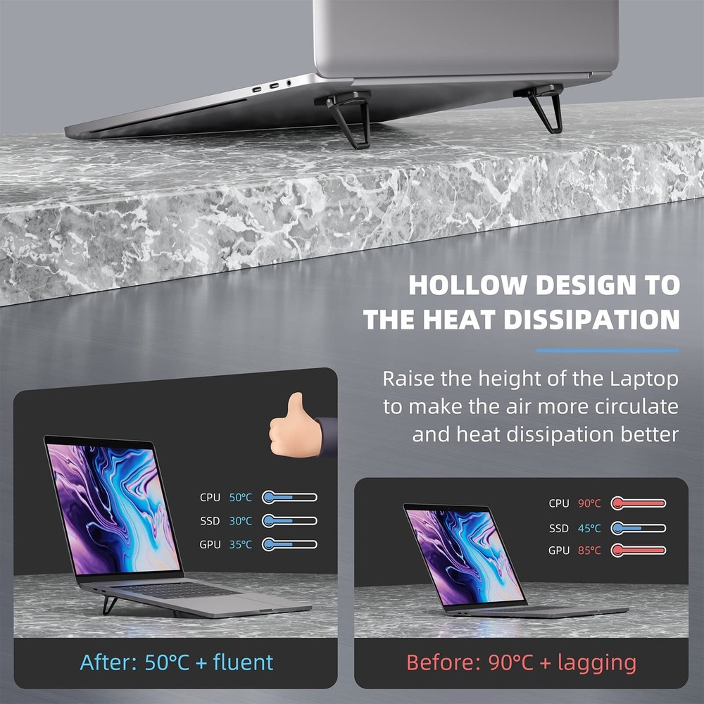 Portable Zinc Alloy Anti-Slip Laptop Stand for Desk Keyboard Riser