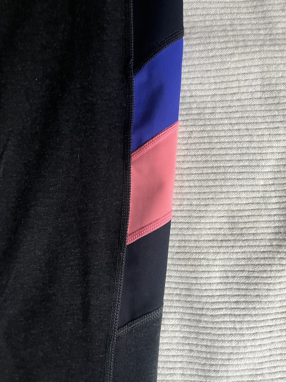 NUOVI leggings FILA Performance Sport Running Mid Rise Crop taglia M rosa righe blu