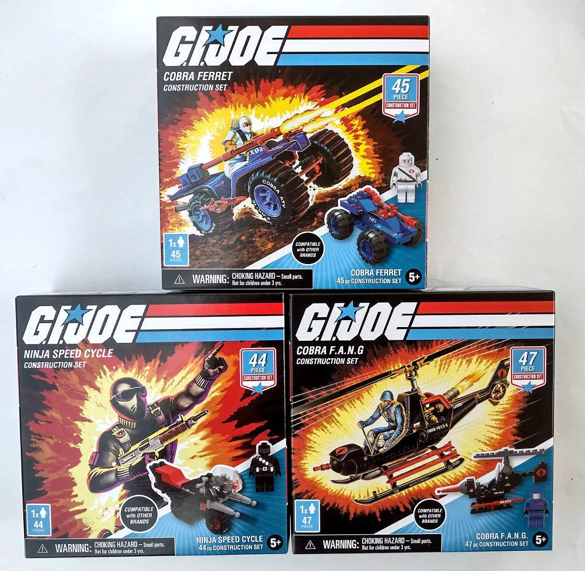 3 G.I. JOE Construction Sets Hasbro COBRA F.A.N.G. Ferret Ninja